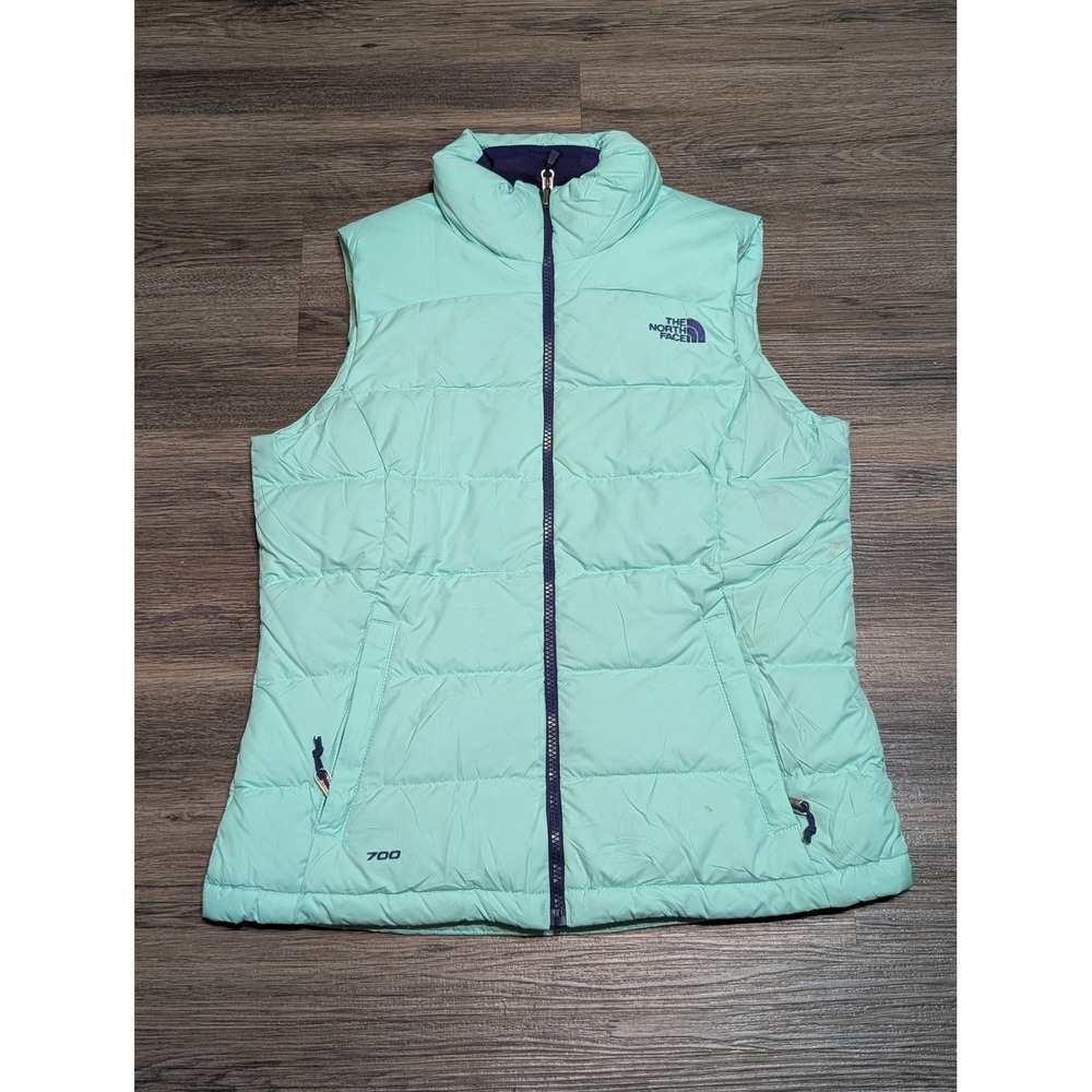 The North Face 700 Down Puffer Vest Womens Small Mint Green Full Zip